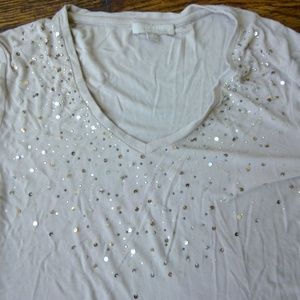 Lauren Vaas Qt Sleeve Off White Vneck Top Size S